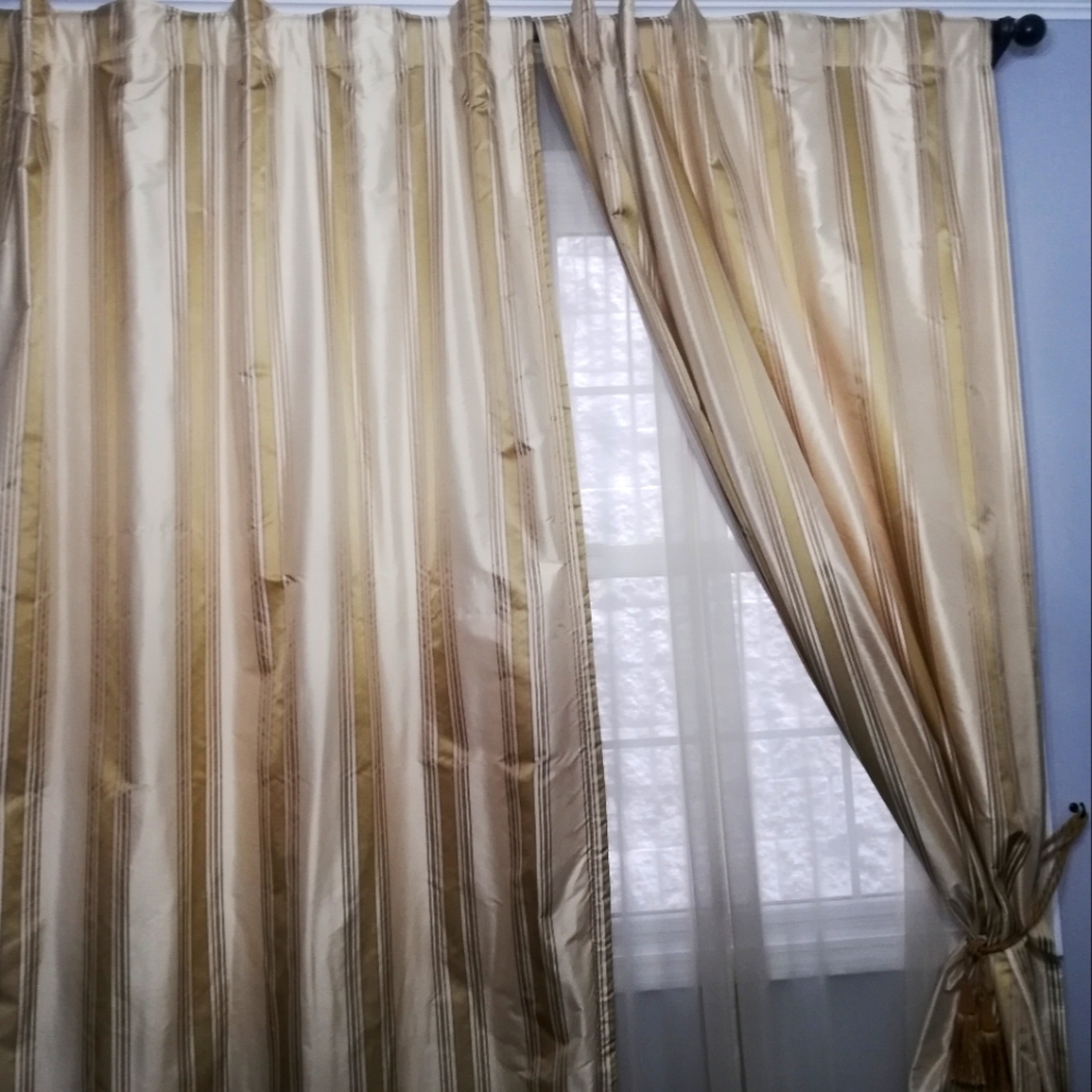 Like New Gold Striped 48" x 96" Curtains.